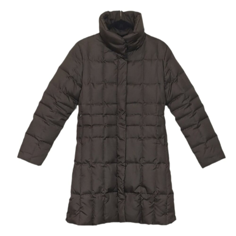 Isaac Mizrahi Down Filled Duvet Puffer Coat Womens Small Long Brown Jacket